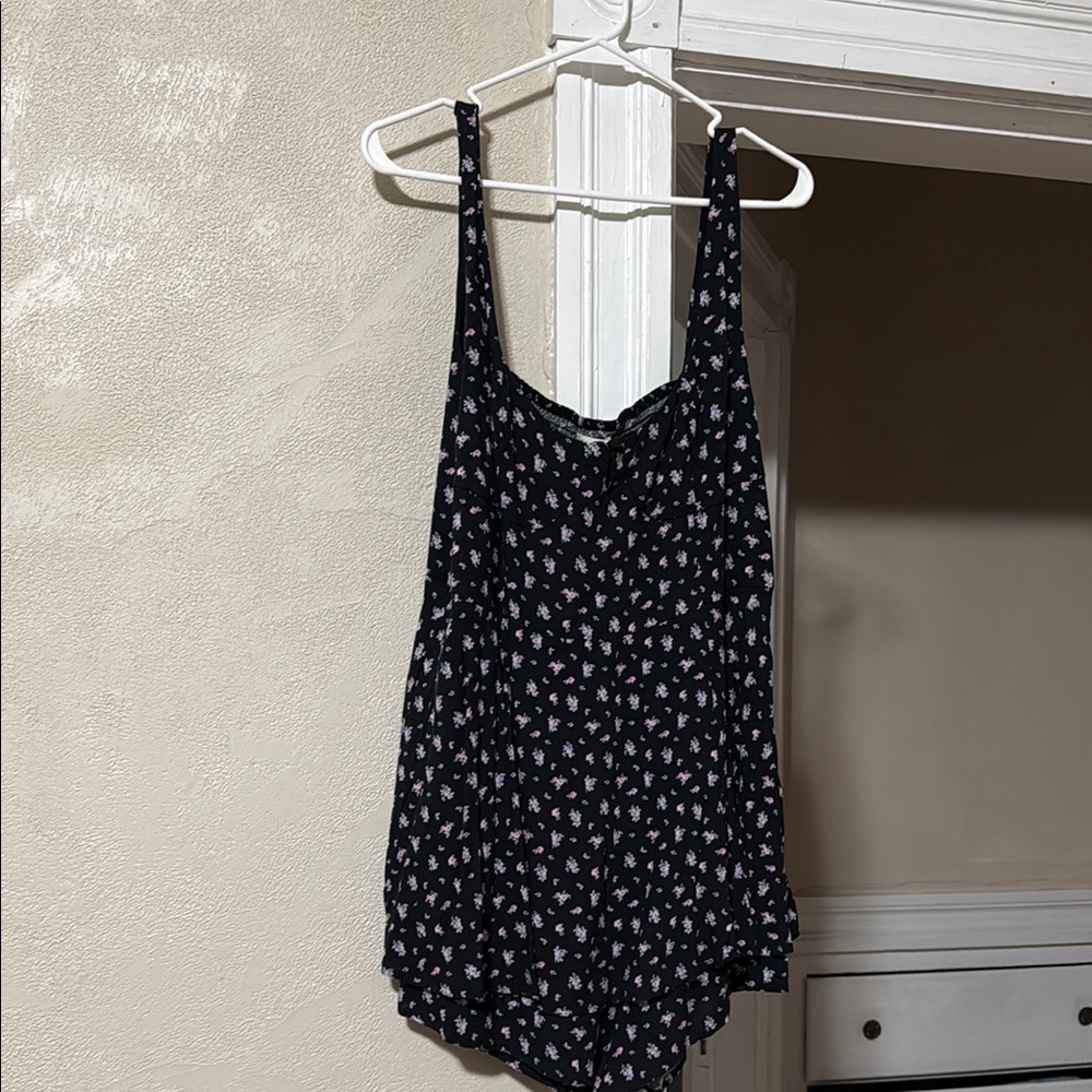 Floral Black Romper
